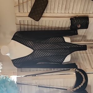 Bozzolo brand sheer black bodysuit